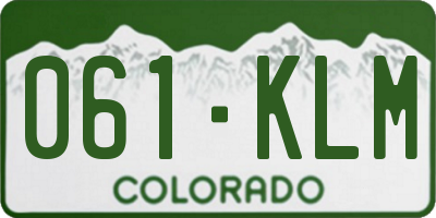 CO license plate 061KLM