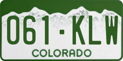 CO license plate 061KLW