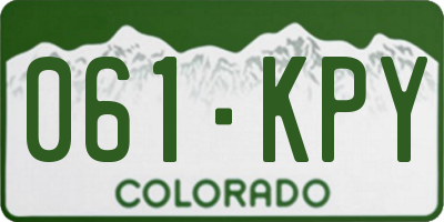 CO license plate 061KPY