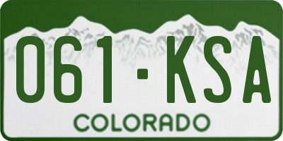 CO license plate 061KSA