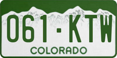 CO license plate 061KTW