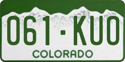 CO license plate 061KUO