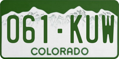 CO license plate 061KUW