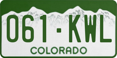 CO license plate 061KWL