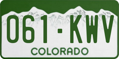 CO license plate 061KWV