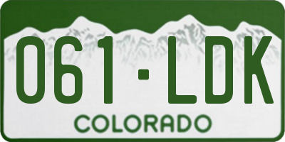 CO license plate 061LDK