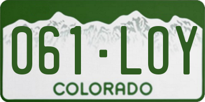 CO license plate 061LOY