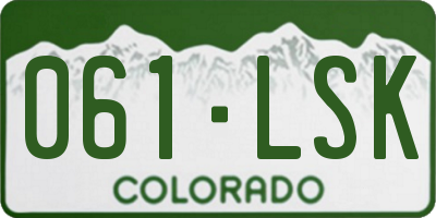 CO license plate 061LSK