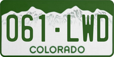 CO license plate 061LWD