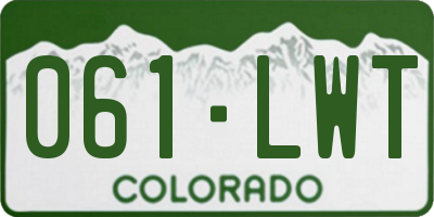 CO license plate 061LWT