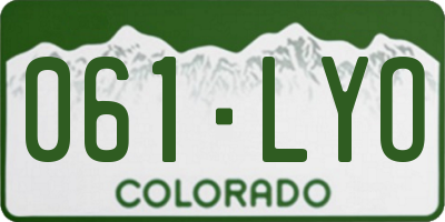 CO license plate 061LYO