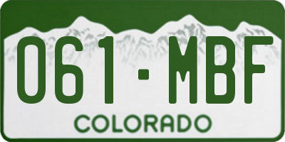 CO license plate 061MBF