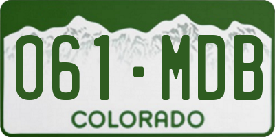 CO license plate 061MDB