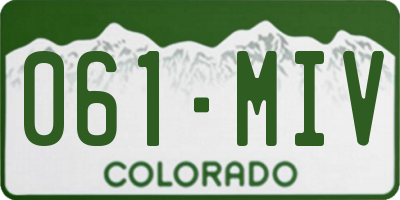 CO license plate 061MIV