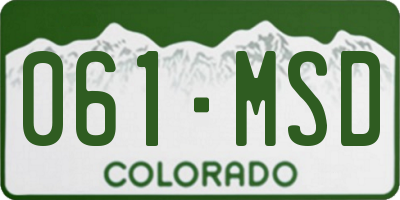 CO license plate 061MSD