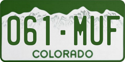 CO license plate 061MUF