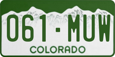 CO license plate 061MUW