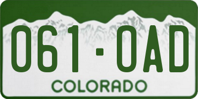 CO license plate 061OAD