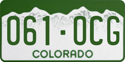 CO license plate 061OCG