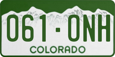 CO license plate 061ONH
