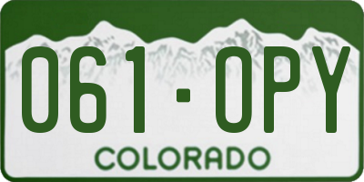 CO license plate 061OPY