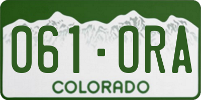 CO license plate 061ORA