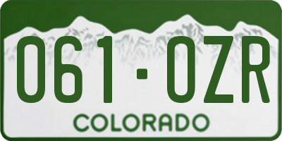 CO license plate 061OZR
