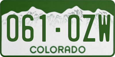 CO license plate 061OZW