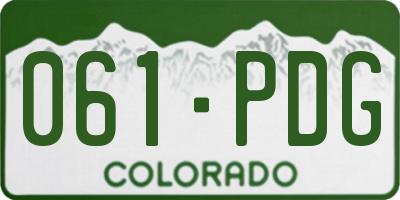 CO license plate 061PDG