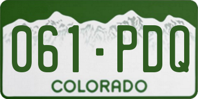 CO license plate 061PDQ