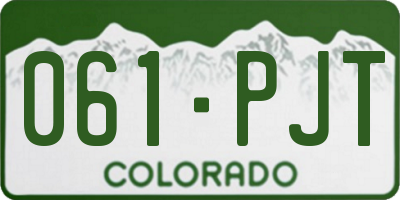 CO license plate 061PJT