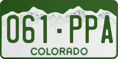 CO license plate 061PPA