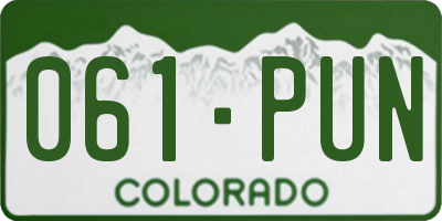 CO license plate 061PUN