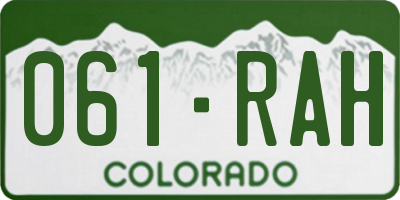CO license plate 061RAH
