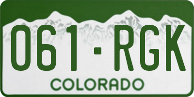 CO license plate 061RGK
