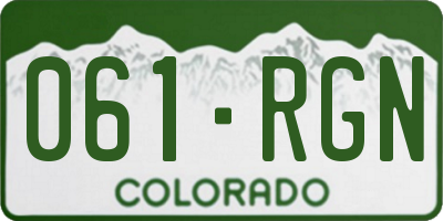 CO license plate 061RGN