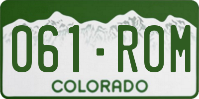 CO license plate 061ROM