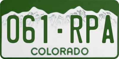 CO license plate 061RPA