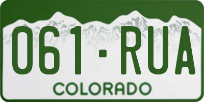 CO license plate 061RUA