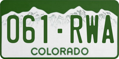 CO license plate 061RWA