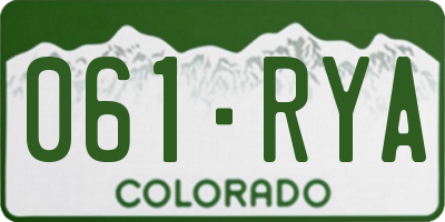CO license plate 061RYA