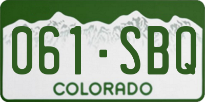 CO license plate 061SBQ