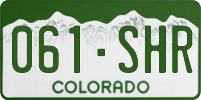 CO license plate 061SHR