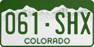 CO license plate 061SHX