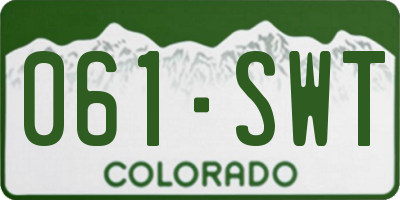 CO license plate 061SWT