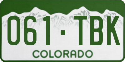 CO license plate 061TBK