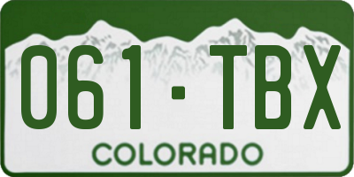 CO license plate 061TBX