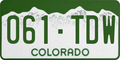 CO license plate 061TDW