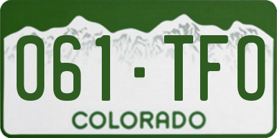 CO license plate 061TFO
