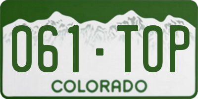 CO license plate 061TOP